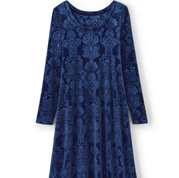 New Soft Surroundings Santiago Embossed Velvet Medieval Blue Dress XL - Picture 3 of 8